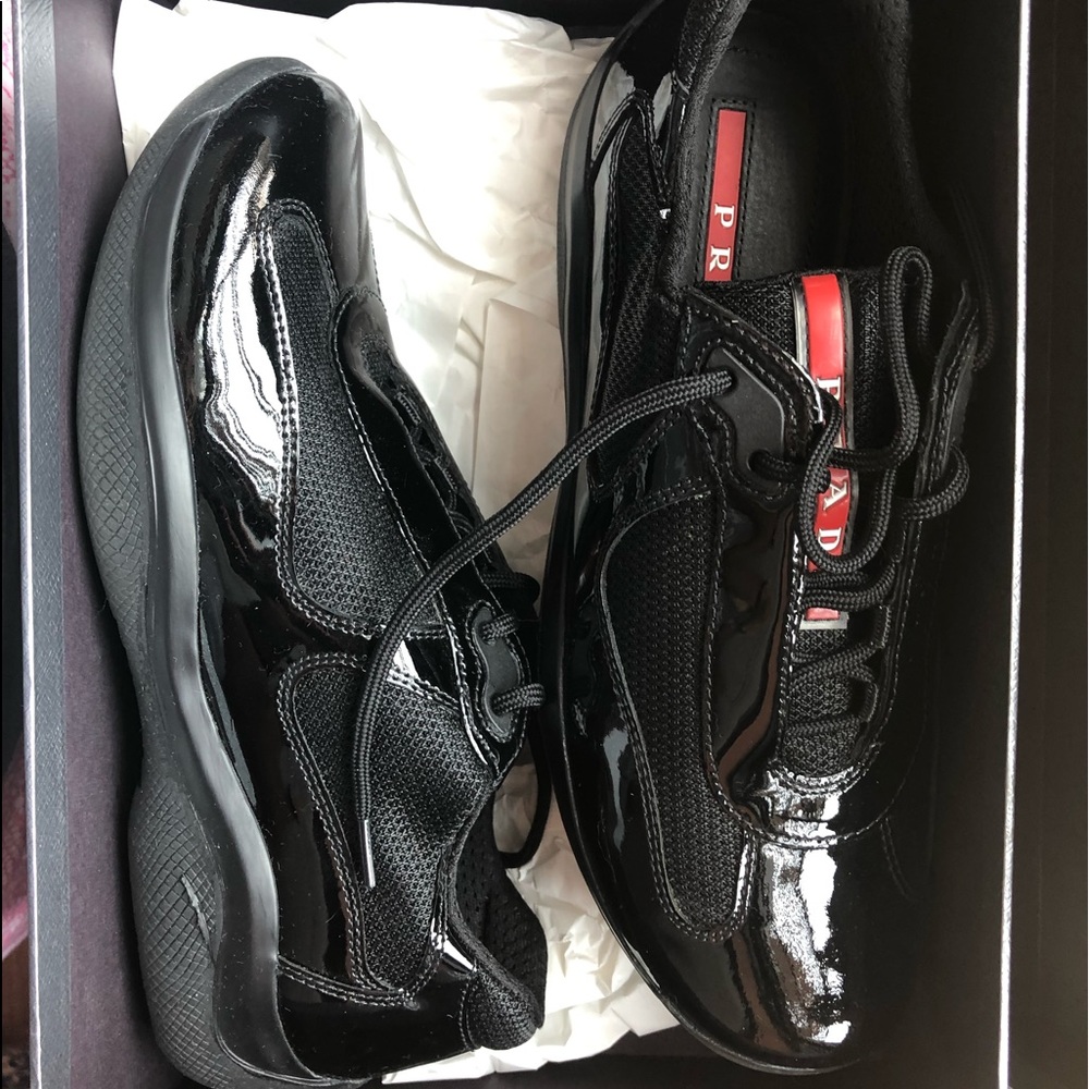 Prada Patent and Mesh Sneakers